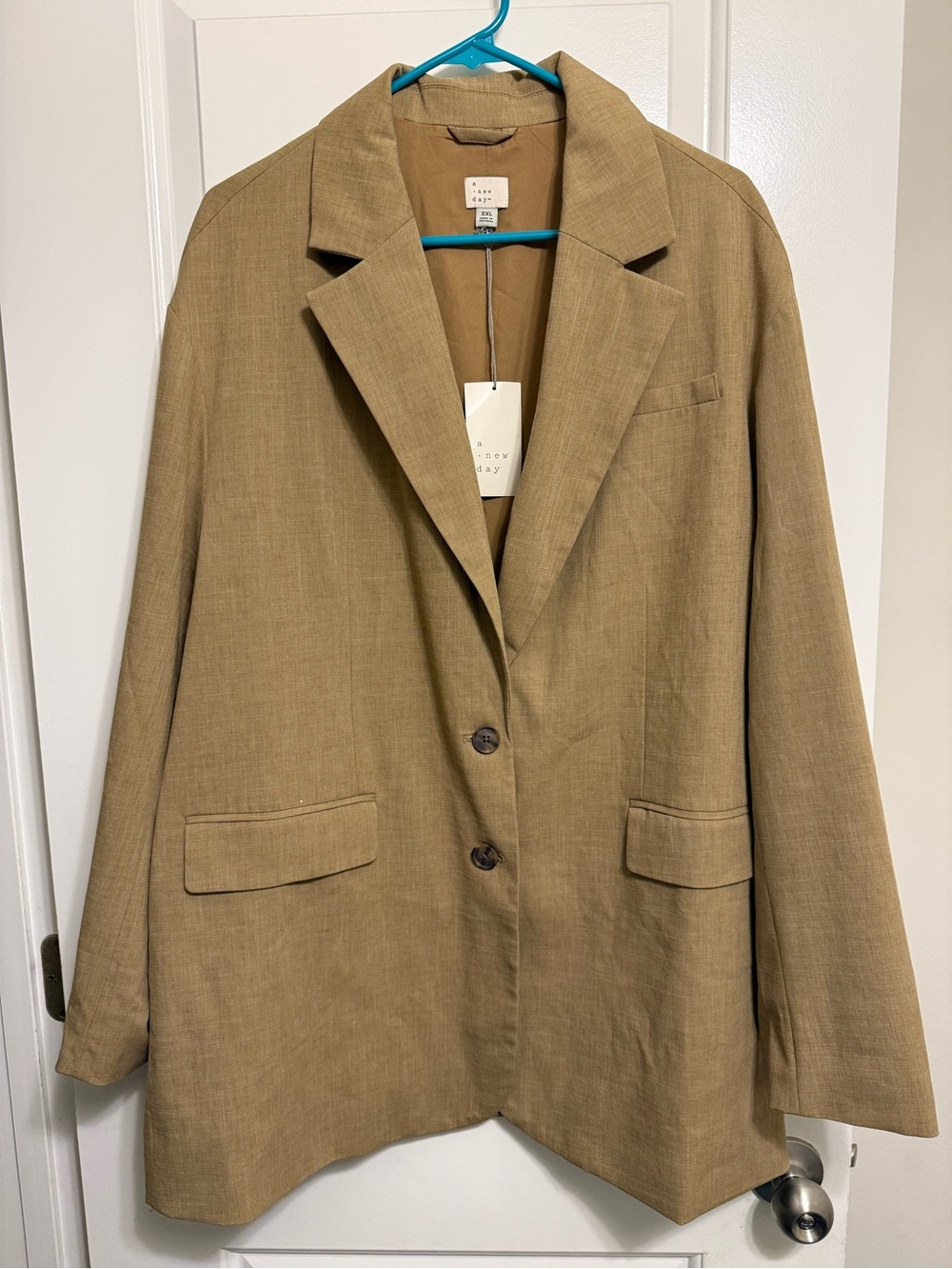 a new day Tan Single-Breasted Oversized Blazer